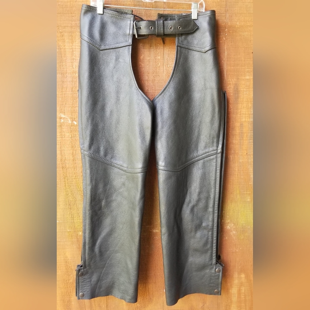 U.S. Made Co. Leather Biker Chaps Size M